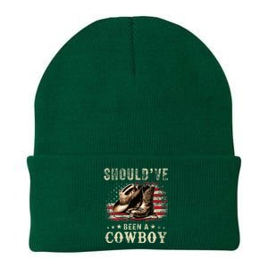 Western Cowboy Usa Flag I Should Have Been A Cowboy Boots Knit Cap Winter Beanie