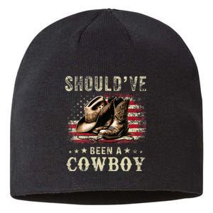 Western Cowboy Usa Flag I Should Have Been A Cowboy Boots Sustainable Beanie