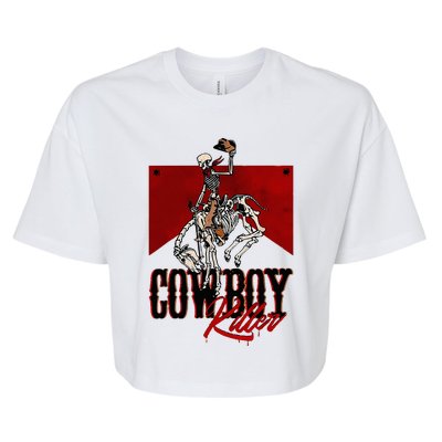 Western Cowboy Vintage Punchy Cowboy Killers Skeleton Bella+Canvas Jersey Crop Tee