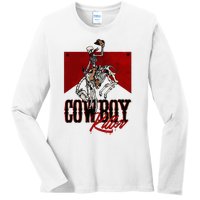 Western Cowboy Vintage Punchy Cowboy Killers Skeleton Ladies Long Sleeve Shirt