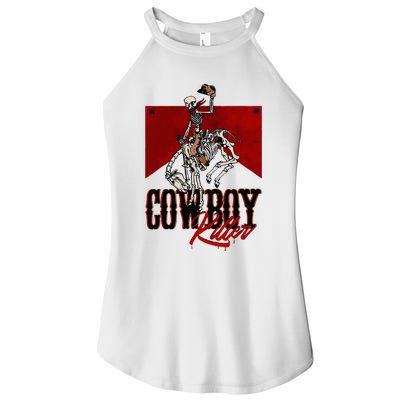 Western Cowboy Vintage Punchy Cowboy Killers Skeleton Women’s Perfect Tri Rocker Tank