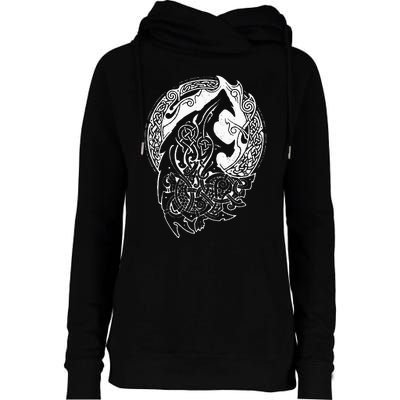 Wolf Celtic Viking Nordic Mythology Vintage Womens Funnel Neck Pullover Hood