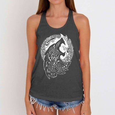 Wolf Celtic Viking Nordic Mythology Vintage Women's Knotted Racerback Tank