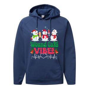 Wound Care Vibes Nurse Snowman Stethoscope Funny Christmas Performance Fleece Hoodie