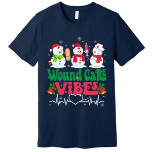 Wound Care Vibes Nurse Snowman Stethoscope Funny Christmas Premium T-Shirt