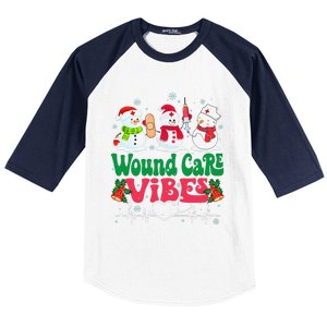 Wound Care Vibes Nurse Snowman Stethoscope Funny Christmas Baseball Sleeve Shirt