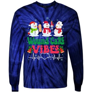 Wound Care Vibes Nurse Snowman Stethoscope Funny Christmas Tie-Dye Long Sleeve Shirt