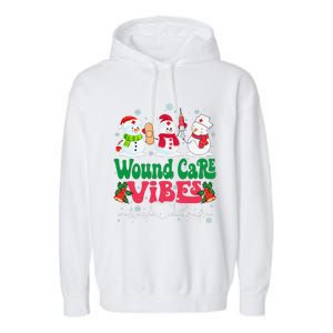 Wound Care Vibes Nurse Snowman Stethoscope Funny Christmas Garment-Dyed Fleece Hoodie