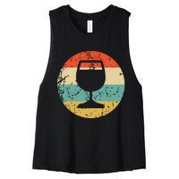 Wine Connoisseur Vintage Retro Wine Glass Women's Racerback Cropped Tank