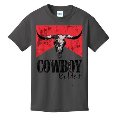 Western Cowgirl Vintage Punchy Cowboy Killers Bull Horn Kids T-Shirt