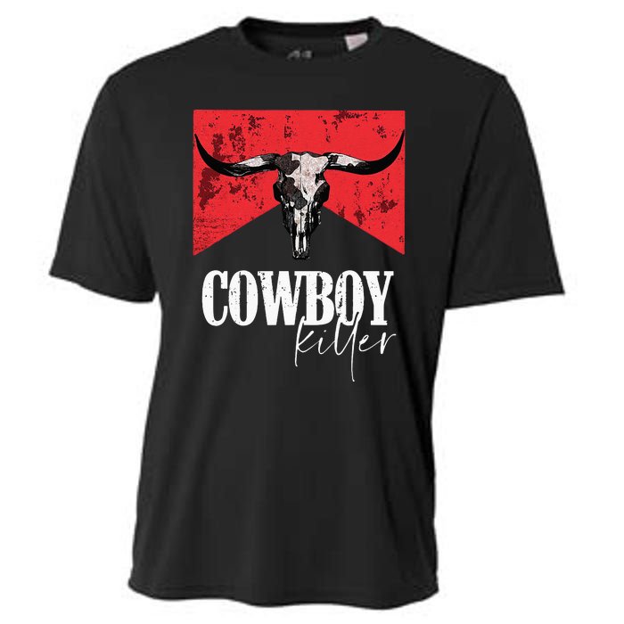 Western Cowgirl Vintage Punchy Skull Cooling Performance Crew T-Shirt