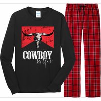 Western Cowgirl Vintage Punchy Skull Long Sleeve Pajama Set