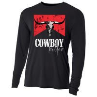 Western Cowgirl Vintage Punchy Skull Cooling Performance Long Sleeve Crew