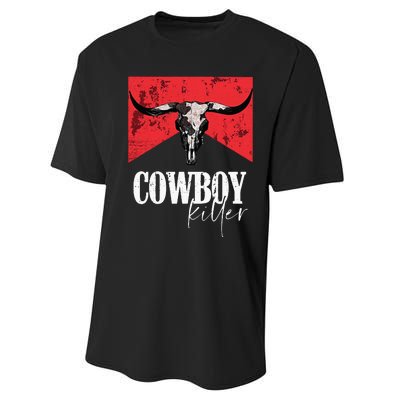 Western Cowgirl Vintage Punchy Skull Performance Sprint T-Shirt