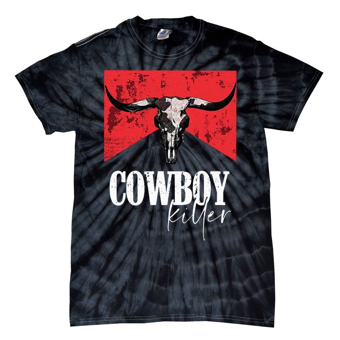 Western Cowgirl Vintage Punchy Skull Tie-Dye T-Shirt