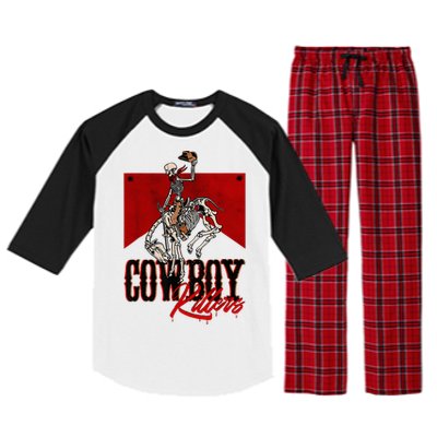 Western Cowboy Vintage Punchy Cowboy Killers Skull Skeleton Raglan Sleeve Pajama Set