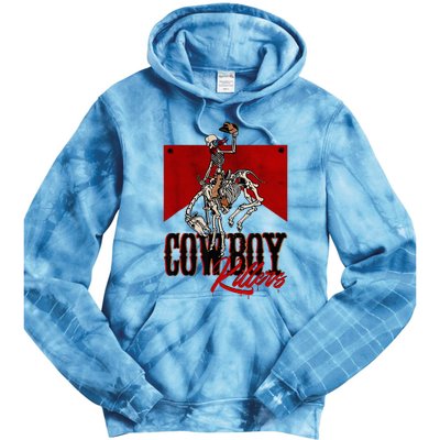 Western Cowboy Vintage Punchy Cowboy Killers Skull Skeleton Tie Dye Hoodie