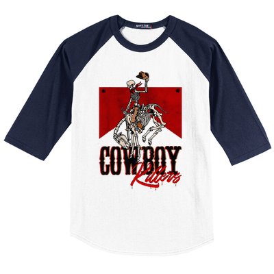 Western Cowboy Vintage Punchy Cowboy Killers Skull Skeleton Baseball Sleeve Shirt