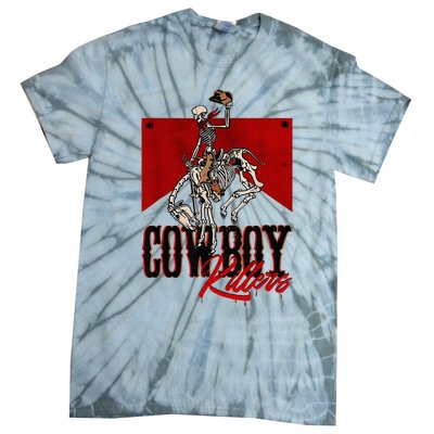 Western Cowboy Vintage Punchy Cowboy Killers Skull Skeleton Tie-Dye T-Shirt