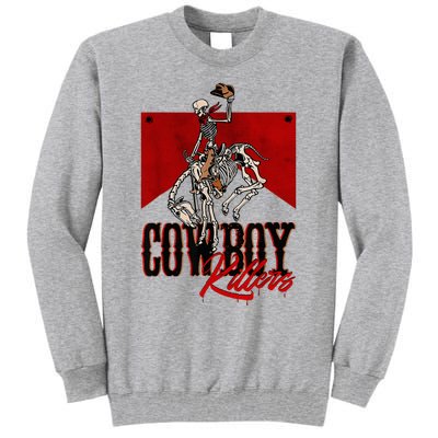 Western Cowboy Vintage Punchy Cowboy Killers Skull Skeleton Tall Sweatshirt