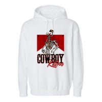 Western Cowboy Vintage Punchy Cowboy Killers Skull Skeleton Garment-Dyed Fleece Hoodie