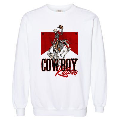 Western Cowboy Vintage Punchy Cowboy Killers Skull Skeleton Garment-Dyed Sweatshirt