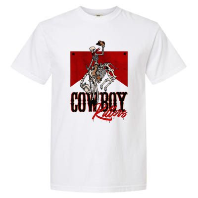 Western Cowboy Vintage Punchy Cowboy Killers Skull Skeleton Garment-Dyed Heavyweight T-Shirt