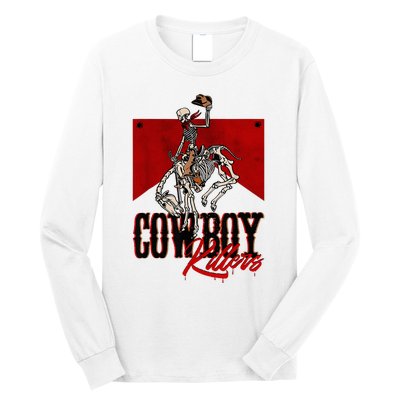 Western Cowboy Vintage Punchy Cowboy Killers Skull Skeleton Long Sleeve Shirt