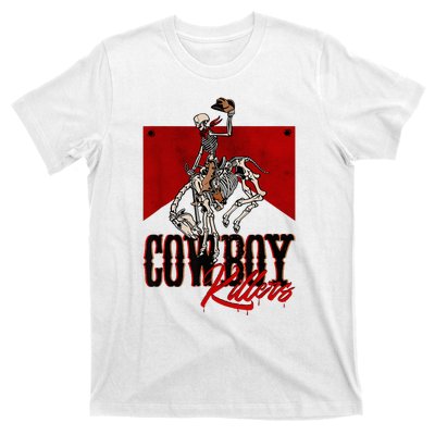 Western Cowboy Vintage Punchy Cowboy Killers Skull Skeleton T-Shirt