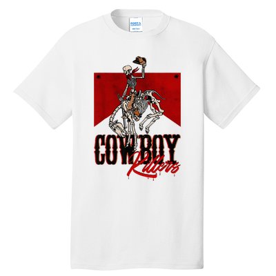 Western Cowboy Vintage Punchy Cowboy Killers Skull Skeleton Tall T-Shirt