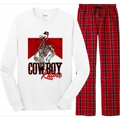 Western Cowboy Vintage Punchy Cowboy Killers Skull Skeleton Long Sleeve Pajama Set