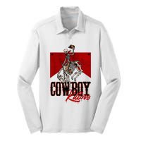 Western Cowboy Vintage Punchy Cowboy Killers Skull Skeleton Silk Touch Performance Long Sleeve Polo