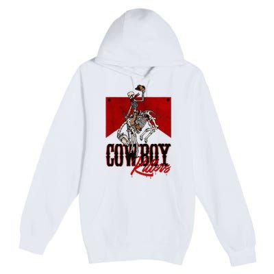 Western Cowboy Vintage Punchy Cowboy Killers Skull Skeleton Premium Pullover Hoodie