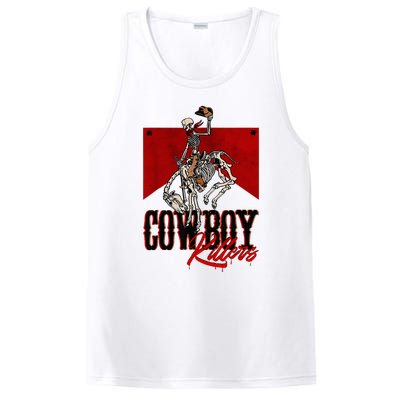 Western Cowboy Vintage Punchy Cowboy Killers Skull Skeleton PosiCharge Competitor Tank