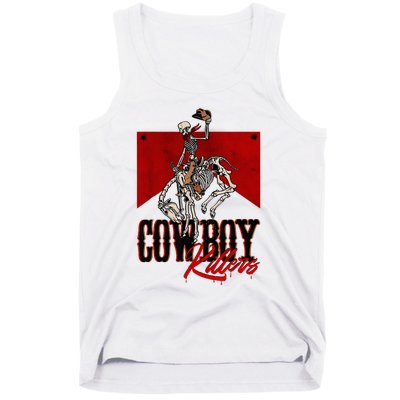 Western Cowboy Vintage Punchy Cowboy Killers Skull Skeleton Tank Top