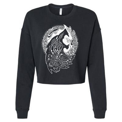 Wolf Celtic Viking Nordic Mythology Vintage Cropped Pullover Crew