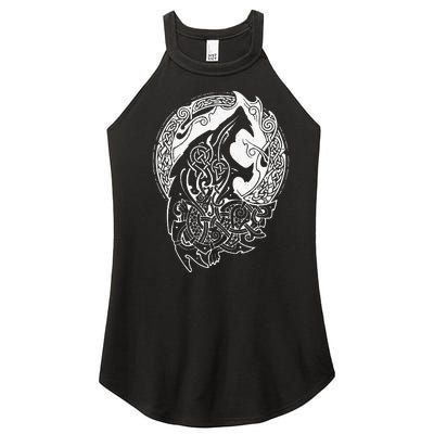 Wolf Celtic Viking Nordic Mythology Vintage Women’s Perfect Tri Rocker Tank