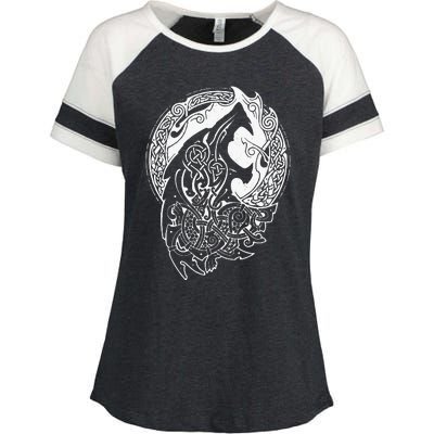 Wolf Celtic Viking Nordic Mythology Vintage Enza Ladies Jersey Colorblock Tee