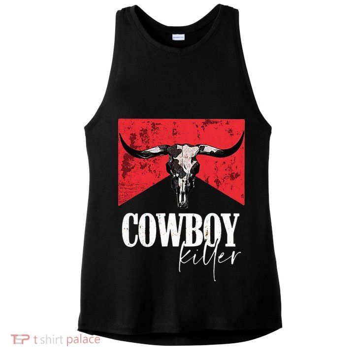 Western Cowgirl Vintage Punchy Cowboy Killers Bull Horn Ladies PosiCharge Tri-Blend Wicking Tank