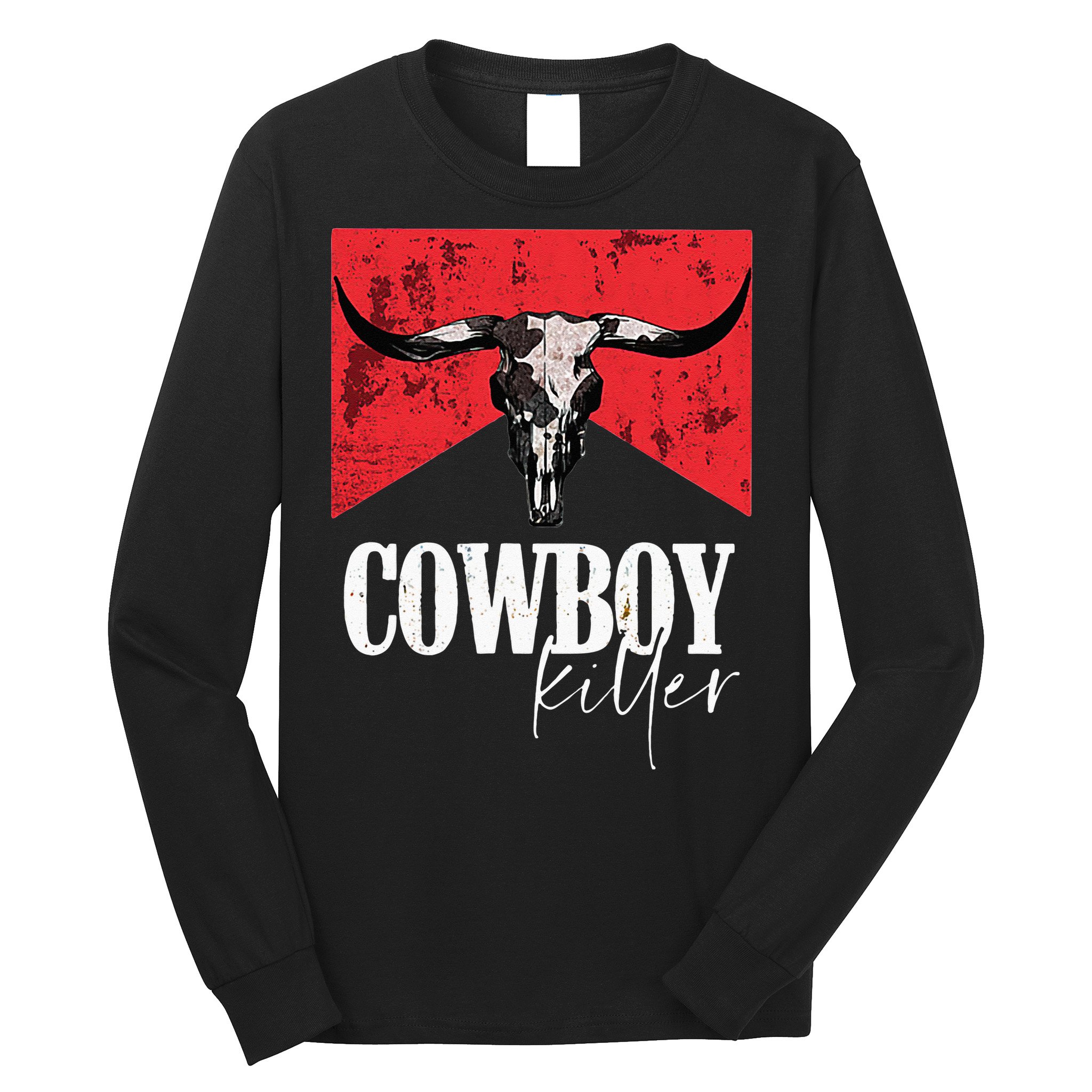 Western Cowgirl Vintage Punchy Cowboy Killers Bull Horn Long Sleeve Shirt
