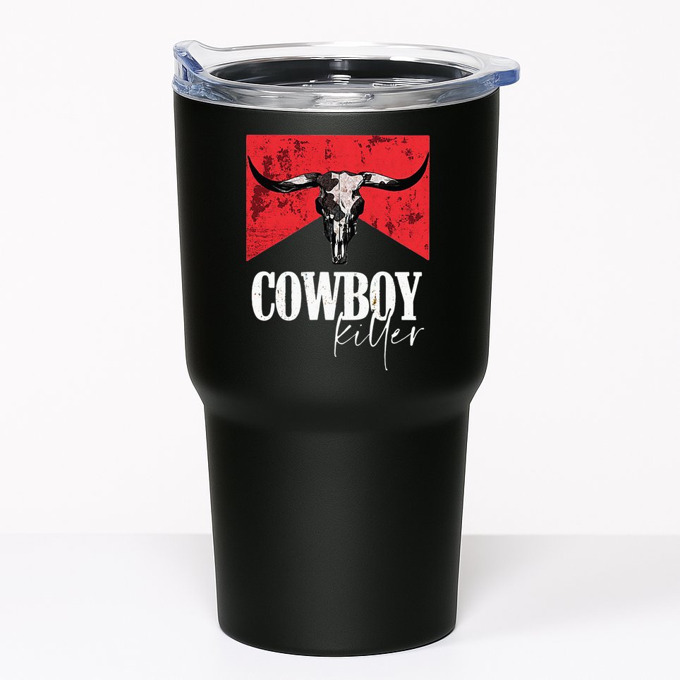 Western Cowgirl Vintage Punchy Cowboy Killers Bull Horn Tumbler