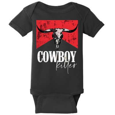 Western Cowgirl Vintage Punchy Cowboy Killers Bull Horn Baby Bodysuit