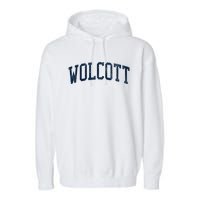 Wolcott Ct Vintage Athletic Sports Garment-Dyed Fleece Hoodie