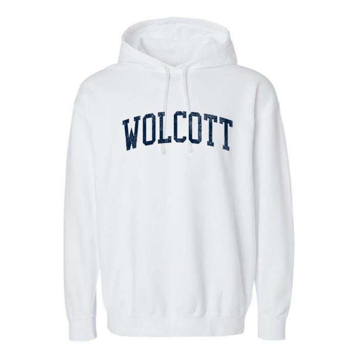 Wolcott Ct Vintage Athletic Sports Garment-Dyed Fleece Hoodie