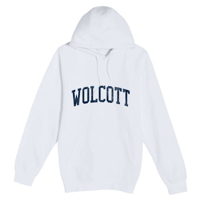 Wolcott Ct Vintage Athletic Sports Premium Pullover Hoodie