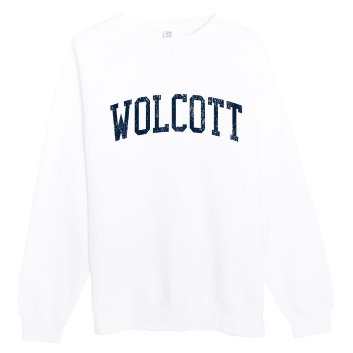 Wolcott Ct Vintage Athletic Sports Premium Crewneck Sweatshirt