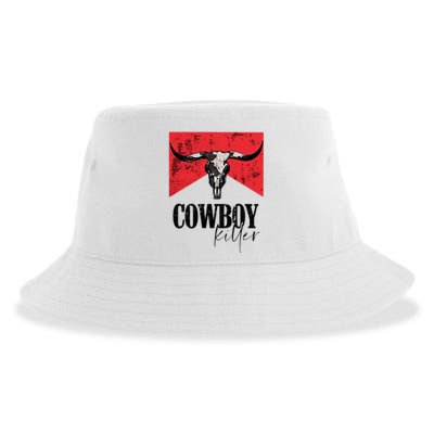 Western Cowgirl Vintage Punchy Cowboy Killers Skull Sustainable Bucket Hat