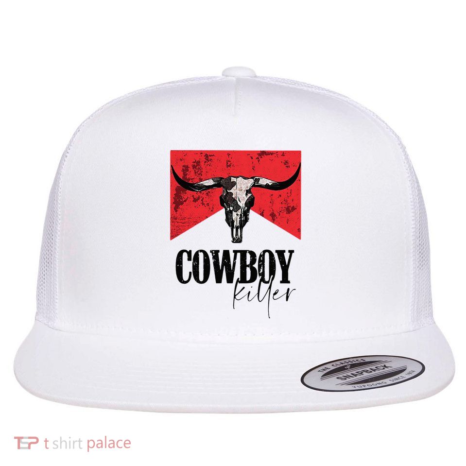 Western Cowgirl Vintage Punchy Cowboy Killers Skull Flatbill Hat