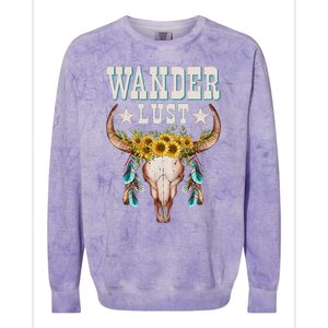 Wanderlust Country Western Boho Cow Skull Adventure Colorblast Crewneck Sweatshirt