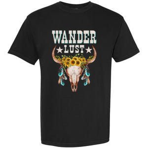 Wanderlust Country Western Boho Cow Skull Adventure Garment-Dyed Heavyweight T-Shirt